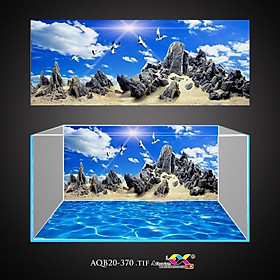 Tranh 3D Koifish, Tranh Dán Bể Cá bãi đá siêu nét in tranh theo kích thước yêu cầu