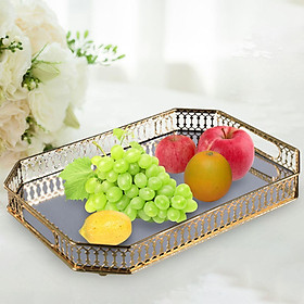 Mirror Serving Tray Fruit Plate Mirrored Tray for Vanity for Food Snack Cake