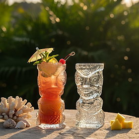 Ly Thủy Tinh Tiki - Stacked Totem | 250ml | [LYNOIR_LY094] - Bộ 04 Ly - Không lấy