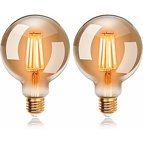 2 PCS 4 w/6 W LED Edison Filament Bóng đèn giả vonfram màu nâu nhạt G95 E27 Bóng đèn trang trí retro retro