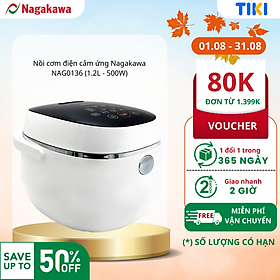 Nồi Cơm Điện Tử Cảm Ứng Nagakawa NAG0136 - Giảm tinh bột - Lòng niêu chống dính - 11 chức năng (1.2L - 500W) - Hàng Chính Hãng