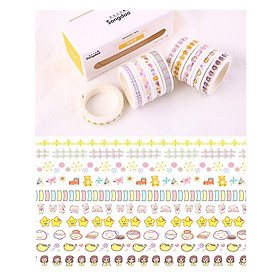 Lalunavn Bộ 10 Washi tape vintage 12 tông màu cute xinh yêu trang trí sổ tay bullet journal - A04