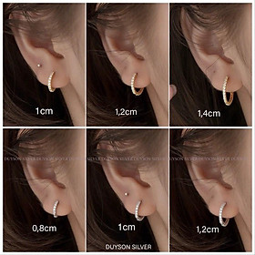 Bông tai bạc nữ Khuyên tai bạc nữ vòng tròn đính đá Basic ( nhiều kích cỡ )