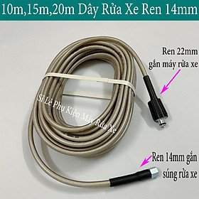 Mua Ống Dây Xịt Rửa Xe Áp Lực Cao 3 Lớp Lõi 10m-15m-20m Ren 14mm | dây xịt rửa xe áp lực cao loại tốt