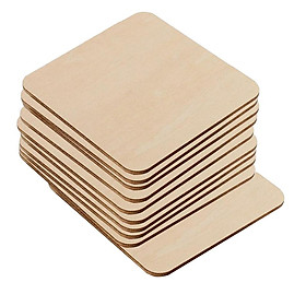 10Pcs/Set Unfinished Wood Cutouts Square Wooden Pieces Blank For Crafts