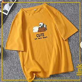 Áo thun unisex GẤU WE BARE BEAR tay lỡ dáng rộng (Đen, Trắng, Xanh, Vàng)