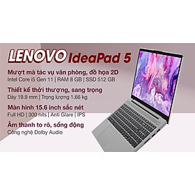 Mua Laptop Lenovo Ideapad 5 15ITL05 i5 1135G7/8GB/512GB/15.6 F/Win11/(82FG01H7VN)/Xám - Hàng chính hãng