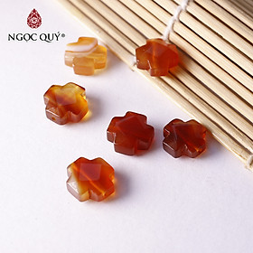 Thánh giá đá thiên nhiên xỏ ngang làm vòng tay, mặt dây chuyền 12x12x6mm - Ngọc Quý Gemstones