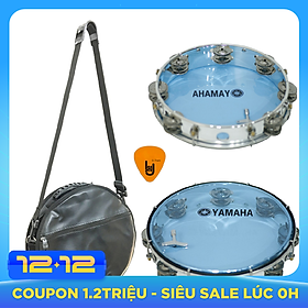 Combo Trống Lắc Tay Và Bao Đựng Lục Lạc Gõ Bo Tambourine Yamaha MT6-102B (Xanh) - Kèm móng gẩy