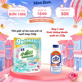 Viên giặt xả Mao Bao - Chống mạt và kháng khuẩn 10g*25 viên (Hương lan nam phi và tuyết tùng)