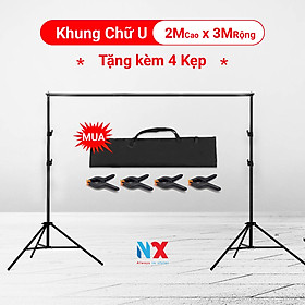 Mua Combo Khung giá treo phông nền chữ U dùng trong studio kích thước 2x3m (Tặng kèm 4 kẹp phông nền) và Khung chữ T (tặng kèm 2 kẹp)