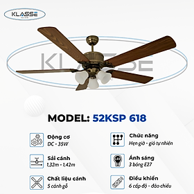 Mua Quạt trần chùm đèn Klasse 52KSP 618 Hàng chính hãng