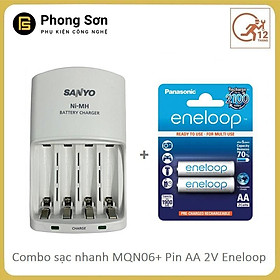Mua Combo Sạc Pin AA/AAA MQN06 Sanyo ( Sạc Nhanh ) + Pin Sạc AA Vỉ 2 Viên 1900 MAh - Hàng Chính Hãng