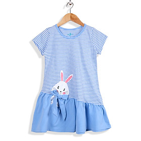 Đầm Bé Gái Tay Ngắn Vải Sọc 14-34 kg MEEJENA - 100% Cotton - 1906 - Xanh Biển - 8 ( 18-22 kg )