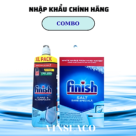 Combo Muối rửa bát finish 1.5kg + Nước làm bóng finish 800ml dùng cho Máy rửa bát chén