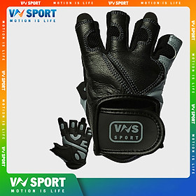 Găng Tay Da Tập Gym VNS001, Găng Tay Da Chạy Xe Cao Cấp (Wejght Lifting Gloves - Professional) - Xám - M