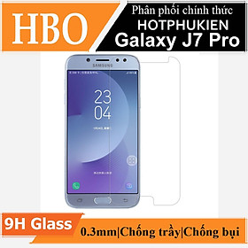 Miếng dán kính cường lực dành cho Samsung Galaxy J7 Pro hiệu HOTCASE HBO (độ cứng 9H, mỏng 0.3mm, vát 2.5D, độ trong chuẩn HD) - hàng nhập khẩu