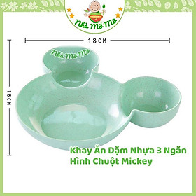 Mua Khay ăn dặm cho bé  khay ăn dặm nhựa 3 ngăn hình chuột mickey