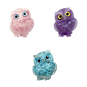 Crystal Owl Decoration Owl Statue for Office Decor Housewarming Gift 3pcs