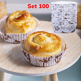 Khuôn Giấy Bánh Cupcake Muffin Mẫu Châu Âu Cối Xay Gió Set 100 Khuôn Đáy Lớn 8cm - CUPCAKEGIAY02