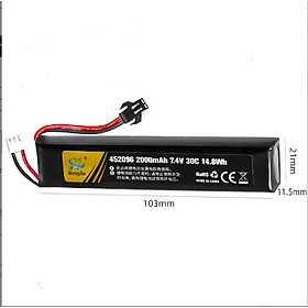 Pin sạc 7.4v 2000mah Xả 30c 452096 dùng cho Súng Nerf - Súng Đạn Mềm - Súng Nước