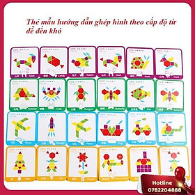 Bộ Xếp Hình Sáng Tạo Pattern Block 155 Chi Tiết Cho Bé Đồ Chơi Gỗ, Giáo Cụ Montessori, Dành Cho Bé Từ 3 Tuổi - Miễn Phí Vận Chuyển