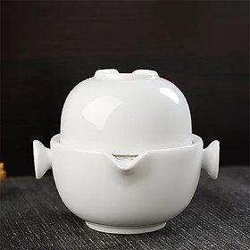 Mua Bộ ấm chén độc ẩm trà men trắng họa tiết