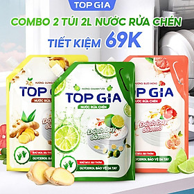 Mua nước rửa chén TOPGIA thiên nhiên túi 2L an toàn và hiệu quả cho cả gia đình. - Chanh - Làm sạch sâu