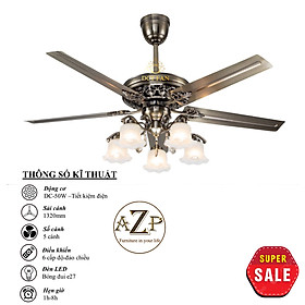 Mua Siêu Sales QUẠT TRẦN AZP- 5 CÁNH KIM LOẠI  CÔNG XUẤT 50W  CÓ REMOTE- Hàng Nhập Khẩu