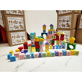 Đồ chơi xếp hình 100 khối gỗ màu học chữ tiếng anh cho bé thông minh sáng tạo tại nhà (có hướng dẫn)