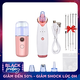 Máy Xông Hơi Và Phun Sương Cầm Tay Nano + Thiết Bị Hút Mụn Đầu Đen Bằng Điện