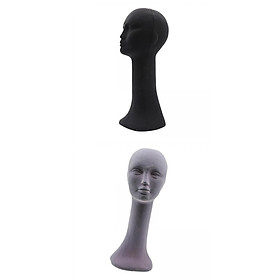 2Pcs Long Neck Foam Female Human Head Display Stand Mannequin