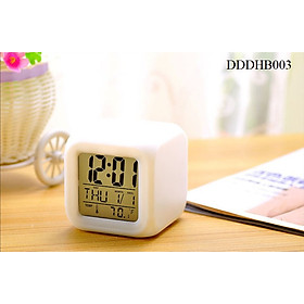 Đồng hồ báo thức, đo nhiệt,  độ đèn LED đổi 7 màu DHB003