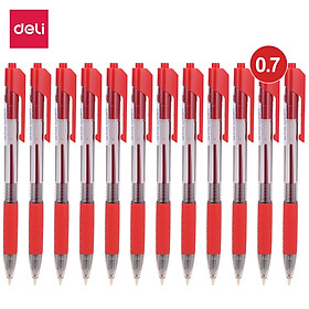 Bút bi dầu Deli - 0.5mm/0.7mm - đầu bấm, mực Xanh/Đen/Đỏ -12 cây/hộp -EQ01830 / EQ01930