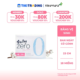 Băng vệ sinh KleanNara Soonsoohanmyeon Zero siêu êm thoáng (Size S: 23 cm, 18 miếng/gói)