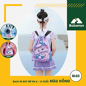 Balo Đi Bơi Trẻ Em 6 - 12 Tuổi Chống Thấm Nước, Babamin - Họa Tiết Hoạt Hình Dễ Thương - BL02