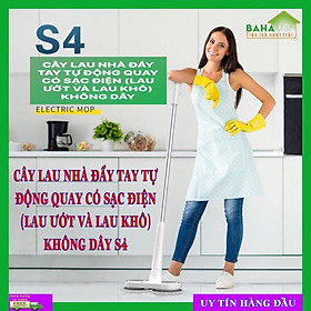 Mua CÂY LAU NHÀ ĐẨY TAY TỰ ĐỘNG QUAY CÓ SẠC ĐIỆN (LAU ƯỚT VÀ LAU KHÔ) KHÔNG DÂY S4  có thể lau khô và đẩy ẩm