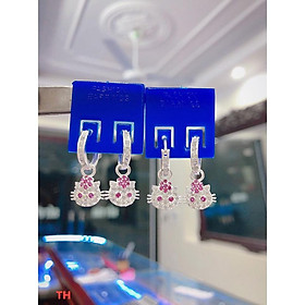 Bông tai mèo bé treo hoa ở giữa bạc ta