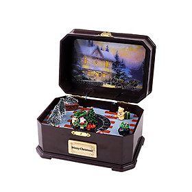Xmas Music Box Decor Christmas Retro Creative Glow Tabletop Luminous Musical Box for Home Decoration Holiday Party