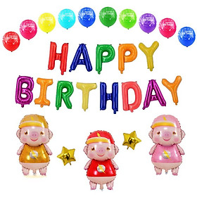 Bộ bong bóng sinh nhật heo tia chớp nhiều màu