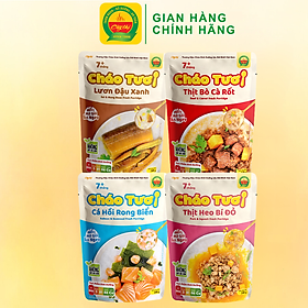 Combo 4 Gói Cháo Tươi Cây Thị Vị: Cá Hồi, Lươn Đậu Xanh, Thịt Bò, Thịt Heo