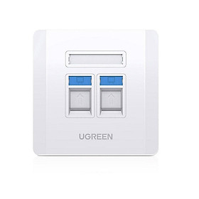 Ugreen UG80182NW144TK RJ45 - RJ11 mặt nạ mạng âm tường màu trắng LAN 1