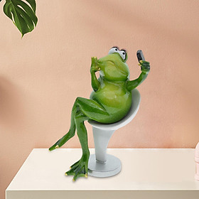 Funny Bathroom Frog Statue Animal Sculpture indoor and outdoor  Office Yard Lawn Garden Flower Pot Decoration