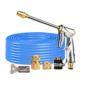 Bộ dây vòi xịt nước rửa xe, tưới cây , tăng áp 3 lần, loại 20m 206701-2 đầu đồng,cút đồng+ đai