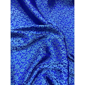 Vải Lụa Tơ Tằm Palacesilk hoa mai màu xanh dương may áo dài, dệt thủ công#mềm mượt#nhẹ#thoáng mát, khổ rộng 90cm