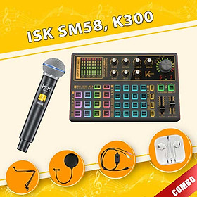 Mic Không Dây ISK SM58, Sound Card K300 