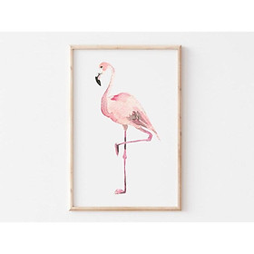 Tranh treo tường | Tranh màu nước - Pink Flamingo Print, Nursery Wall Art, Animal Print, Watercolor Animals