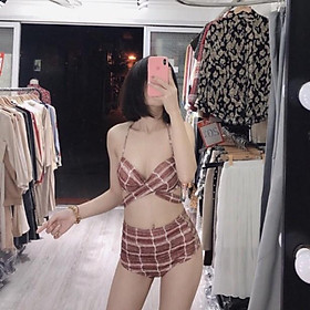 Freeship Bikini hai mảnh sexy nâu mặc đi biển đi bơi hot