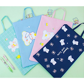 Túi vải đựng tài liệu A4 Gấu Xù Trắng