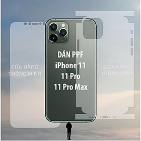 Dán PPF mặt trước, mặt sau, màn hình, mặt lưng iPhone 11, 11 Pro, 11 Pro Max full viền chuẩn lỗ loa phím